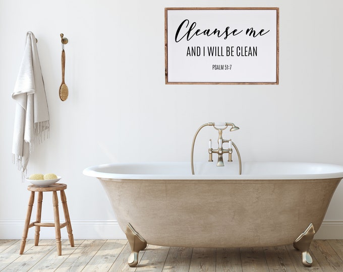 Cleanse Me, Laundry Room Sign, Scripture Wall Hangings, Christian Signs, Scripture Wall Prints, Bathroom Pictures, Psalm 51 7