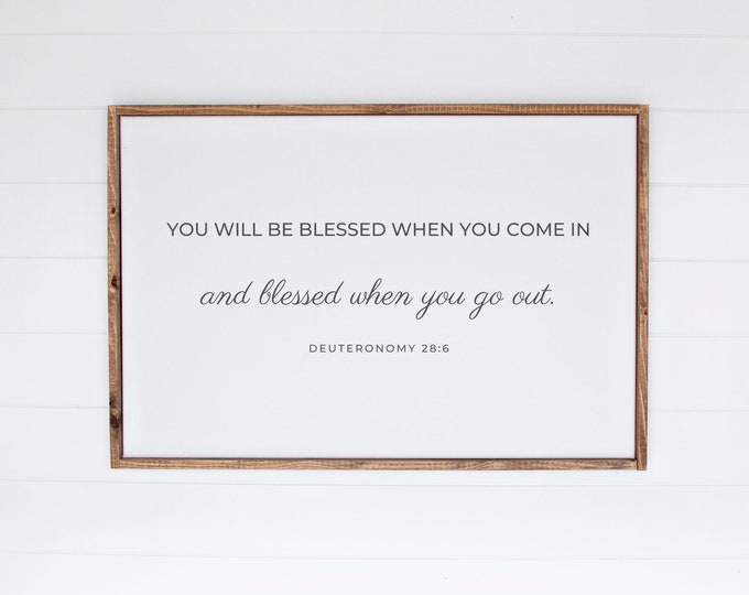 House Warming Gifts New Home, Deuteronomy 28:6, Unframed Bible Verse Poster, God Bless This Home, Farmhouse Entry Sign, House Blessings