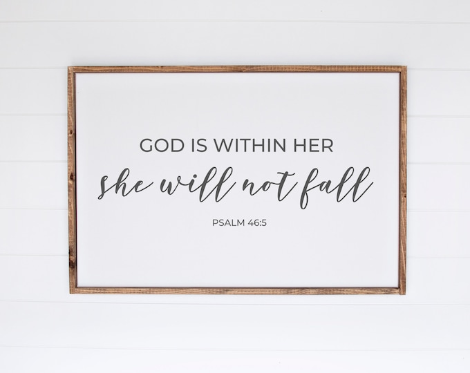 God is Within Her, Teen Girl Room Decor, Bedroom Wall Decor Over the Bed, Neutral Nursery Prints, Bible Verse Poster, Psalm 46 5