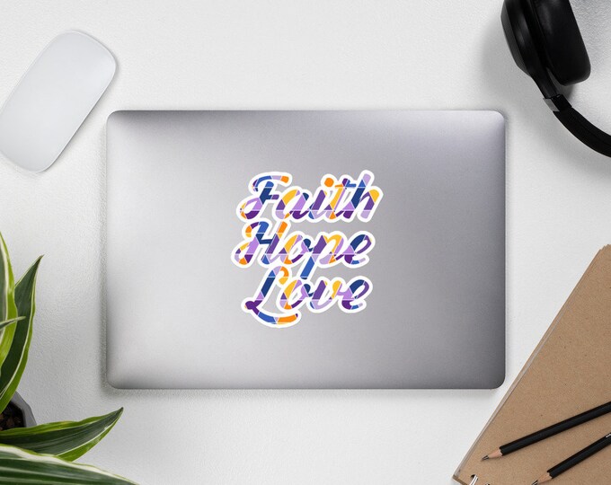 Faith Hope Love Sticker, Stickers for Laptop Cover, Christian Stickers, Scripture Stickers for Walls, Bible Verse Stickers, Quote Stickers