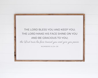 The Lord Bless You and Keep You, Numbers 6 24 26, Bible Verse Poster, House Blessing, Foyer Decor, Large Scripture Wall Art, Christian Signs