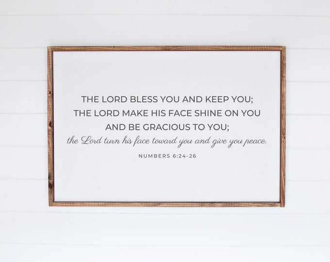 The Lord Bless You and Keep You, Numbers 6 24 26, Bible Verse Poster, House Blessing, Foyer Decor, Large Scripture Wall Art, Christian Signs