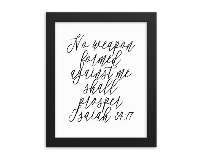 No Weapon Formed Against Me Shall Prosper, Modern Farmhouse Wall Art, Large Scripture Wall Art, Framed Bible Verse, Isaiah 54 17