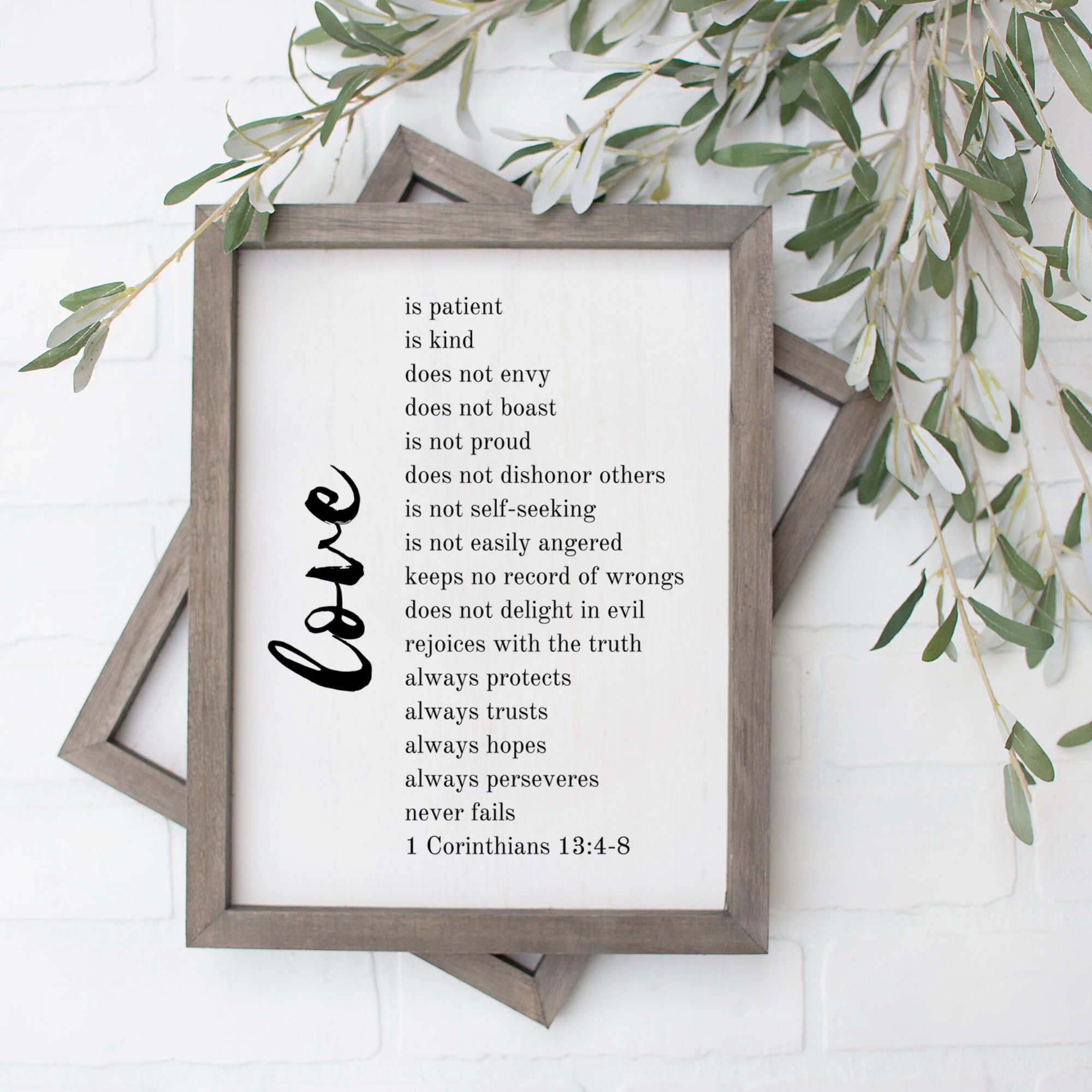 Love is Patient Love is Kind Wall Art, Master Bedroom Wall Decor, Love