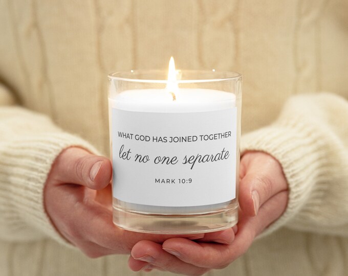 Candles in Jars with Lids, Unscented Candles in Glass, Bible Verse Candle, Mark 10, Wedding Candle, What God Has Joined Together