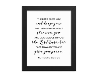 Numbers 6 24 26, Framed Bible Verse, Large Scripture Wall Art, Religious Signs, The Lord Bless You And Keep You, Numbers 6 Blessing