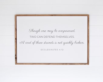 Master Bedroom Signs, Master Bedroom Wall Decor, Marriage Wall Art, A Cord of Three Strands Wedding Sign, Ecclesiastes 4 12, Scripture Signs