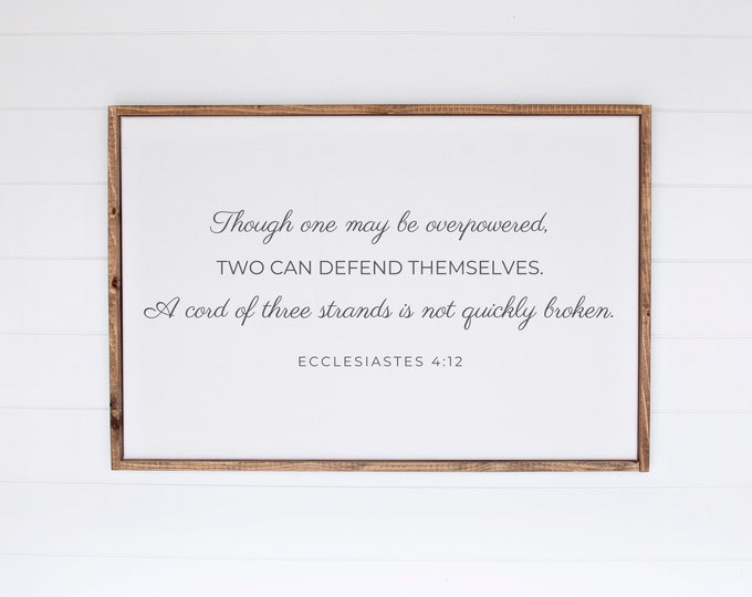 Master Bedroom Wall Decor, Ecclesiastes 4 12, Marriage Wall Decor, A Cord of Three Strands Wedding Sign, Marriage Scripture, Unframed Prints