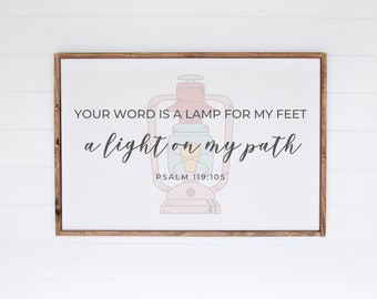 Your Word Is A Lamp For My Feet, A Light On My Path, Teen Girl Room Decor, Bible Verse Poster, Large Scripture Wall Art, Psalm 119 105