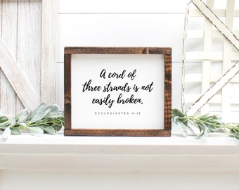 A Cord of Three Strands Wedding Sign, Master Bedroom Wall Decor, Engagement Gift Printable, Bible Verse Wall Art Printable, Ecclesiastes 4