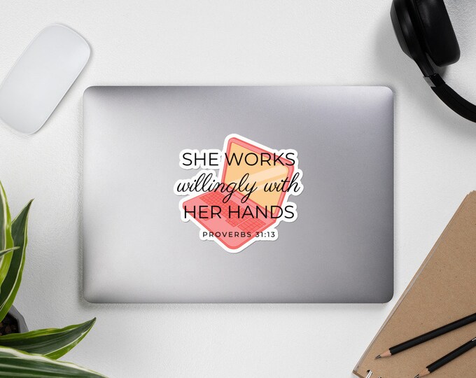 Writer Gifts, College Student Gift, Bible Journaling Stickers, She Works Willingly with Her Hands, Entrepreneur Gift, Blogger Gifts