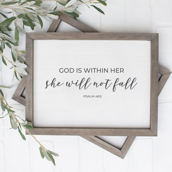 Psalm 46 5, Bible Verse Wall Art Printable, Teen Girl Room Decor, Strong Women Gift, Entrepreneur Gift, God is Within Her She Will Not Fall