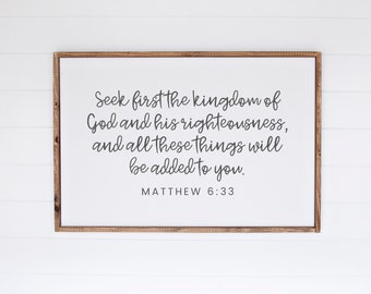 Seek Ye First, Seek First the Kingdom of God, Matthew 6 33, Bible Verse Wall Art Print, Scripture Art Prints, Unframed Wall Art Prints