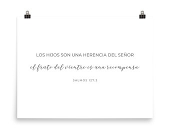 Spanish Bible Verse, Salmos 127:3, Children are a gift from the Lord, Church Nursery Wall Art, Childrens Room Decor, Unframed Poster, 18x24