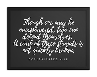A Cord of Three Strands Master Bedroom Wall Decor Over the Bed Marriage Signs Ecclesiastes 4 12 Bible Verse Art FRAMED