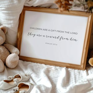 Salmo 127:3 Regalo para bebé de género neutro para futuras mamás, nuevos padres, versículo bíblico cristiano para guardería, decoración de pared con escrituras, póster para niños sin marco