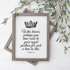 Perhaps This is the Moment for Which You Were Created, Rose Gold Wall Art, Bible Verse Wall Art Printable, Crown Printable, Esther 4 14 image 1