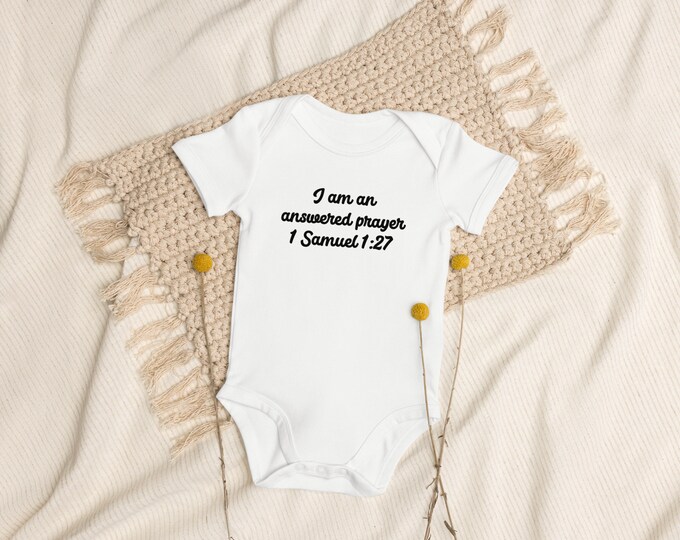 1 Samuel 1 27 Answered Prayer Organic Cotton Baby Onesies