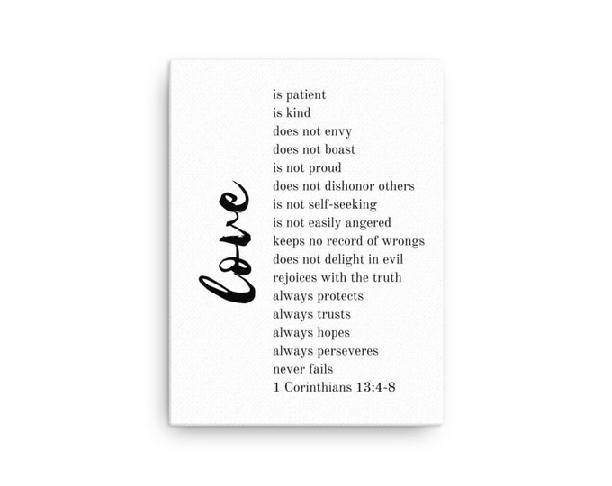 Love Never Fails Sign, Christian Gifts for Couples, Christian Wedding Gift, Christian Canvas, Love is Patient Love is Kind, 1 Corinthians 13