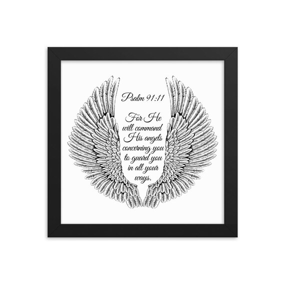 Angel Wings Wall Decor Bible Verse Prints Psalm 91 11 Psalm Etsy