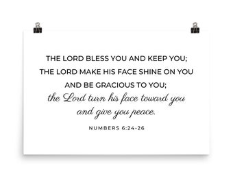Unframed Wall Art, Numbers 6 24, Scripture Wall Art, May the Lord Bless You and Keep You, Bible Verse Print, 24x36 Poster, Blessing Wall Art
