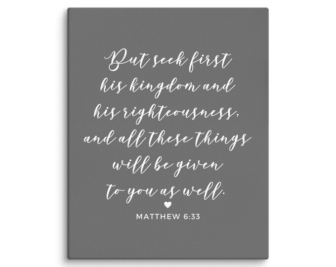 Matthew 6 Seek First the Kingdom of God Modern Christian CANVAS Wall Art