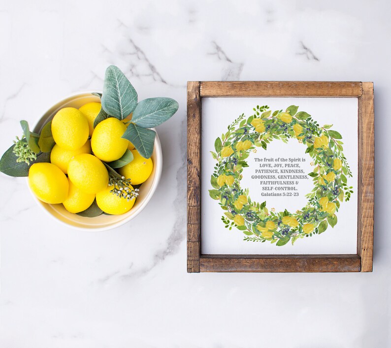 Lemon Decor Bible Verse Poster Fruits Of The Spirit Wall Etsy