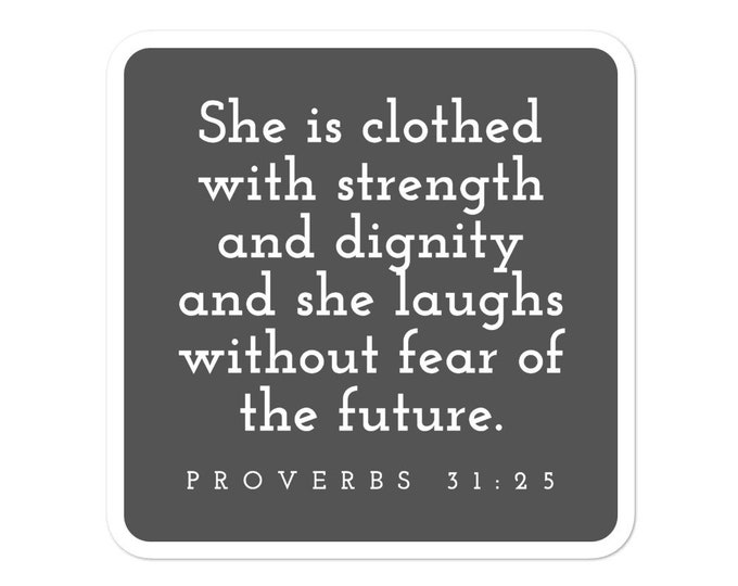 Bible Verse Stickers, She Laughs, Proverbs 31 Quote, Entrepreneur Gift, Strong Women Gift, Strength and Dignity, Bible Journaling Stickers