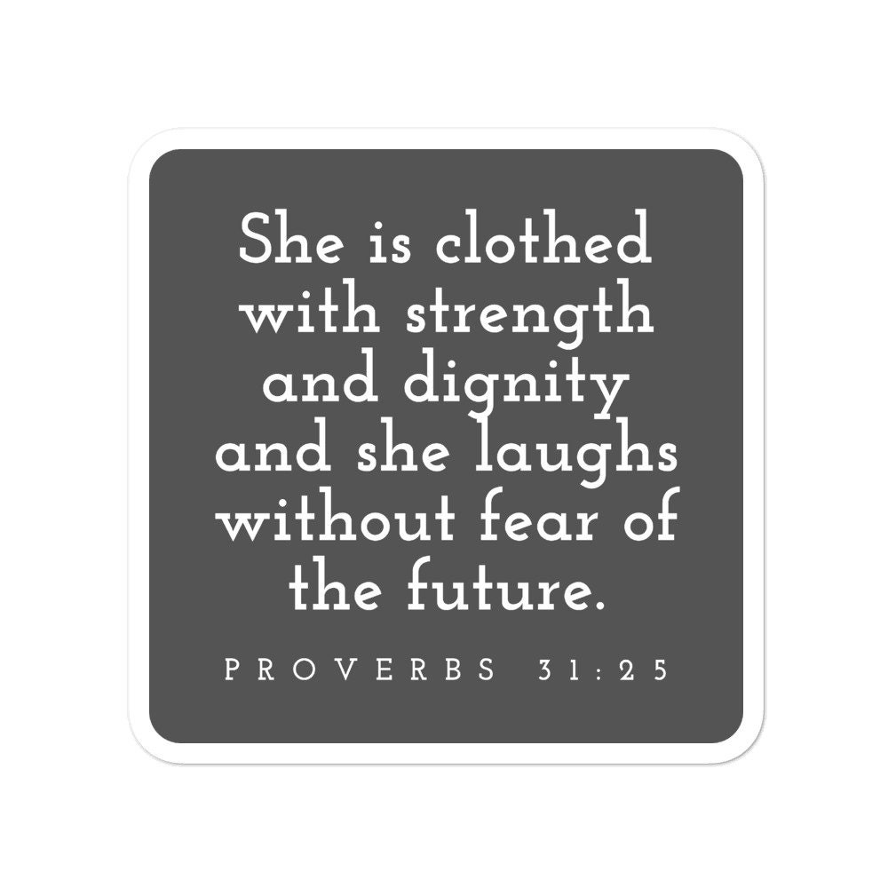 Bible Verse Stickers, She Laughs, Proverbs 31 Quote, Entrepreneur Gift,  Strong Women Gift, Strength and Dignity, Bible Journaling Stickers