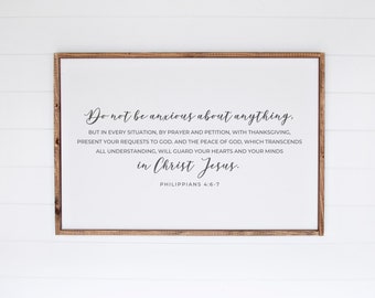 Philippians 4 6-7 Bible Verse Prayer Wall Art Christian Scripture Sign Do Not Be Anxious Thanksgiving Bible Verse Poster UNFRAMED