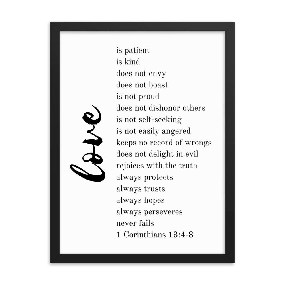 Love Never Fails Sign, Framed Bible Verse, Modern Farmhouse Wall Art