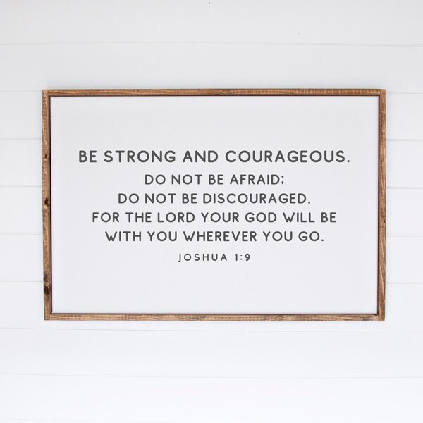 Be Strong and Courageous Wall Art, Christian Nursery, Joshua 1 9 Print, Scripture Wall Art for Kids, Little Boys Room Decor, Unframed Prints