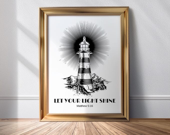 Matthew 5 16 Let Your Light Shine Coastal Lighthouse Bible Verse PRINTABLE