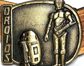 Vtg Star Wars Droids Belt Buckle C-3PO R2-D2 Lucasfilm W22.5-28.5" DAMAGED 1985