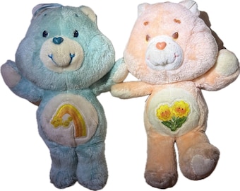 Vtg 80s Care Bears Plush Lot 1983 Kenner Friend Bear Wish Bear 13" STAINED