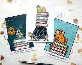 Postcard set about reading