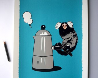 Good morning monkey - is an original screen print graphic