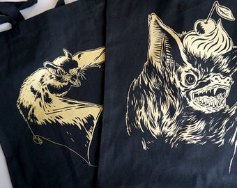 Fledermaus Baumwolltasche - schwarze Tasche