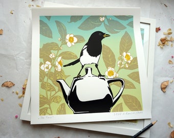 Tea Time – Siebdruck Grafik, Kunst für das wunderbare Nachmittags Teeritual