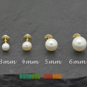 Pearl Stud Earrings Gold, Freshwater Cultured Pearl Stud Earrings Gold, Pearl Stud Screw Back Earrings 14k Gold Womens Girls