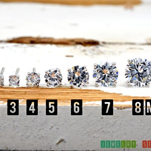 2mm 3mm 4mm 5mm 6mm 7mm 8mm Clear Round CZ Basket Set Studs Solid 925 Sterling Silver Threaded Post Screw Back Earrings for Girls Womens