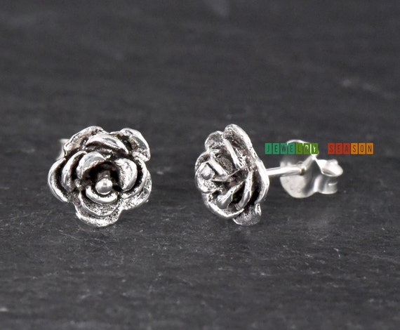 Stud Silver Rose Earrings