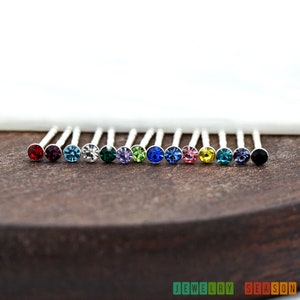 Solid 925 Sterling Silver Tiny 2mm Round Simulated Birthstone Cubic Zirconia Bezel Set Stud Push Back Earring Girls Children's Kids Women's