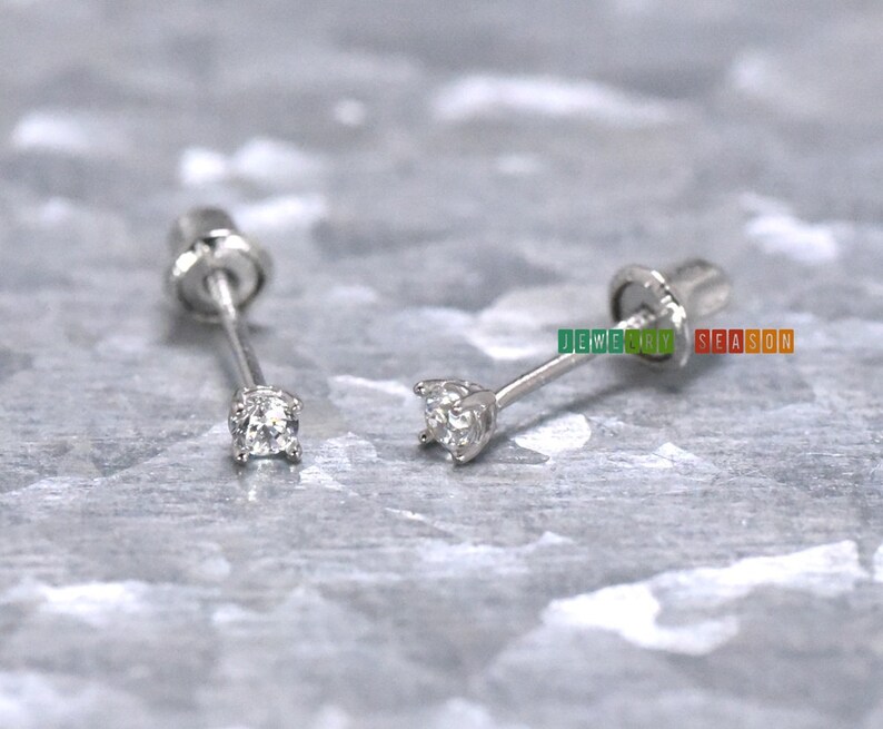 Screw Back Stud Earrings Toddler Baby Girls Stud Earring 14K Etsy