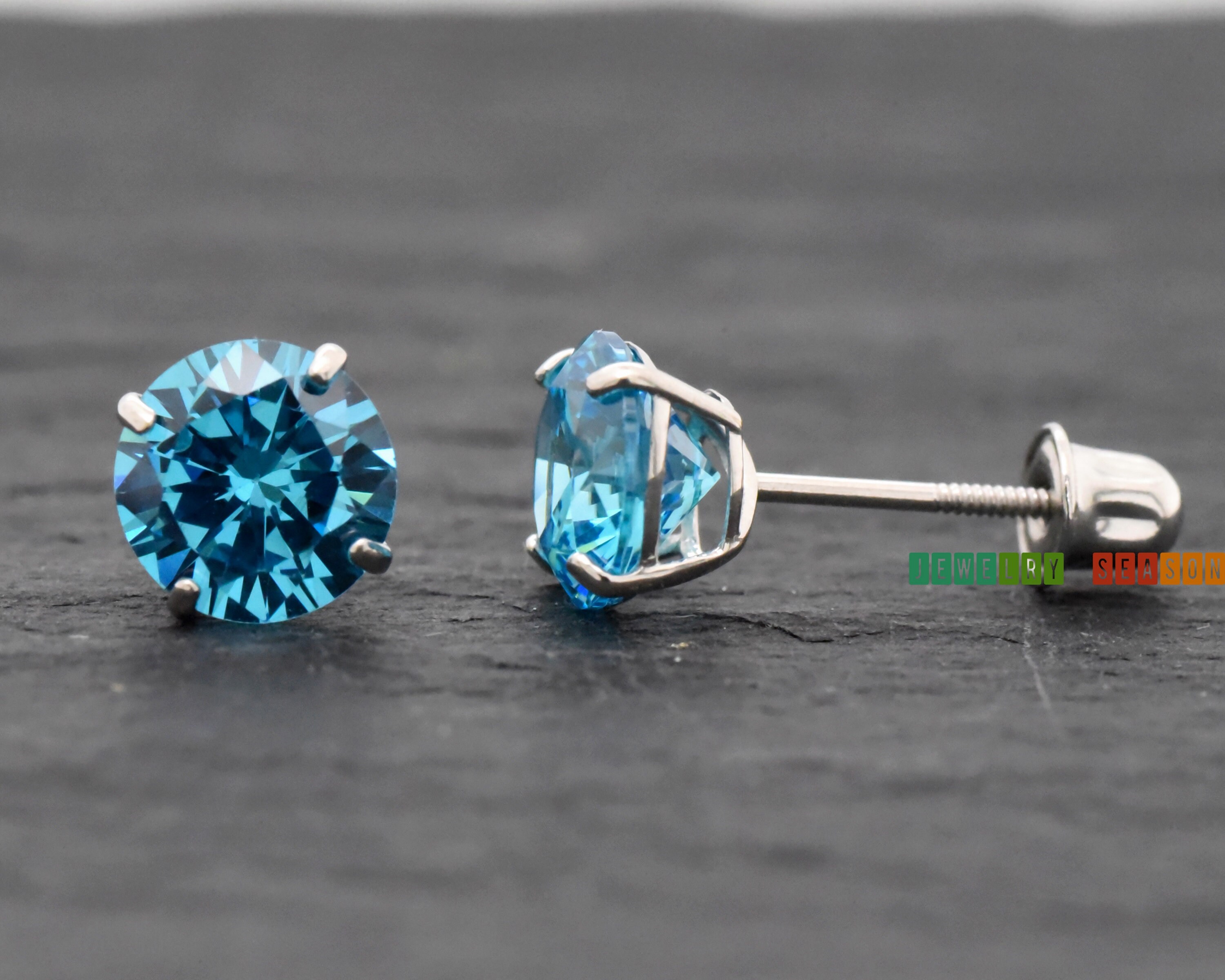 14K Yellow White Gold Round CZ Birthstone Stud Basket Earrings Screw Back ALL. 14K Yellow White Gold Round CZ Birthstone Stud Basket Earrings Screw Back ALL.