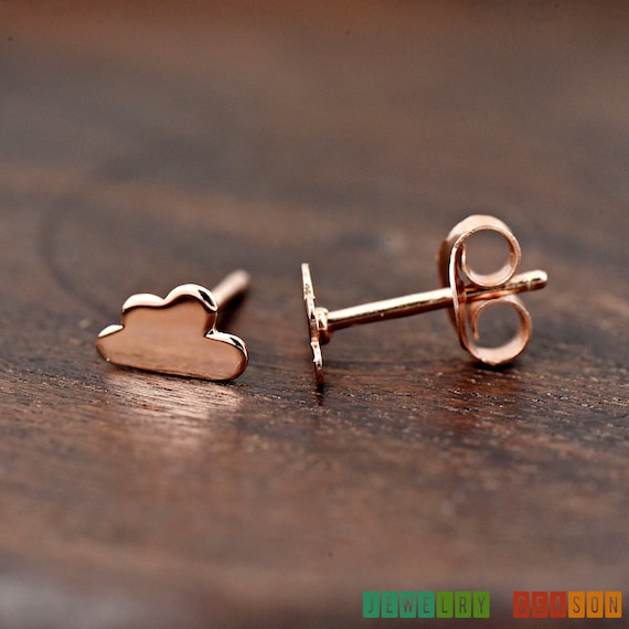 Rose Gold Plated Solid 925 Sterling Silver Tiny 6mm Flat Cloud