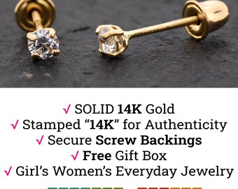 thumbnail interactive-video image 1 of 14K Solid White Gold Basket Stud Earrings – CZ 2mm-6mm – Screw Back – Unbranded 1 of 5