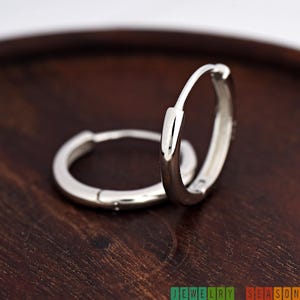 2mm Thin Thickness 8-20mm Solid 925 Sterling Silver Minimalist Round Classic Huggies Hoops Earrings, Earrings for Children's Girl's Women's