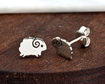 Solid 925 Sterling Silver Dainty Tiny 6mm Sheep Lamb Animal Stud Push Back Earring Girls Children's Kids Women's Jewelry Gift Ideas