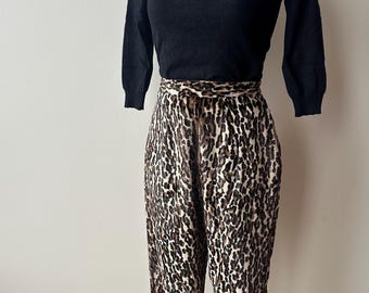 leopard print cigarette trousers Signature Cigarette Pants in Jacquard Leopard 5 Colours Vintage Style
